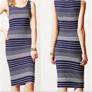 Anthropologie MAEVE Edisto Blue White Striped sleeveless Column Dress